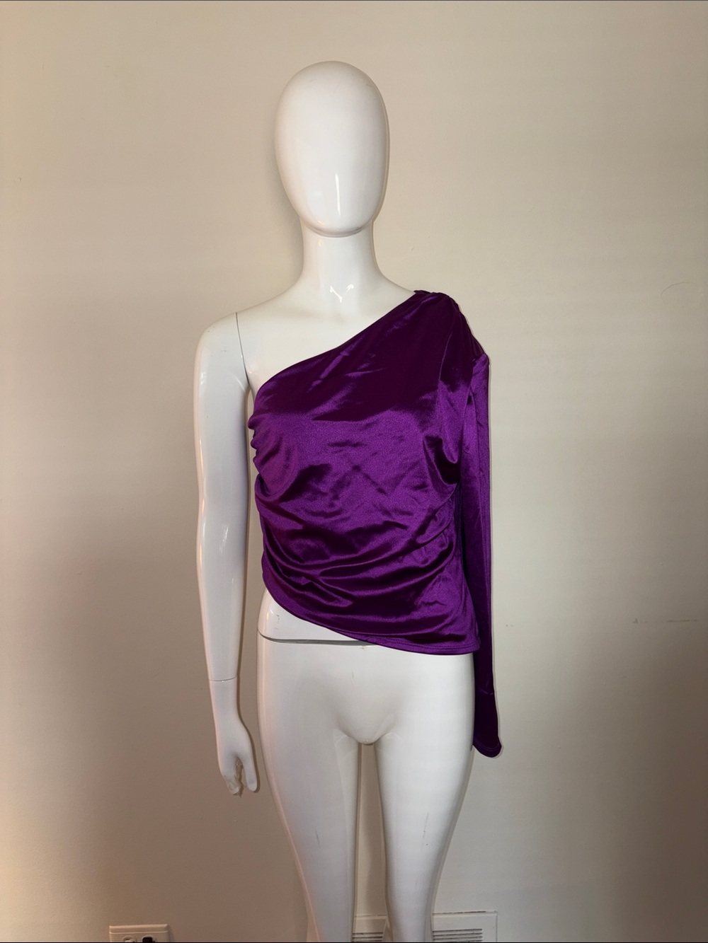 Express One-Shoulder Purple Satin Blouse Royal
